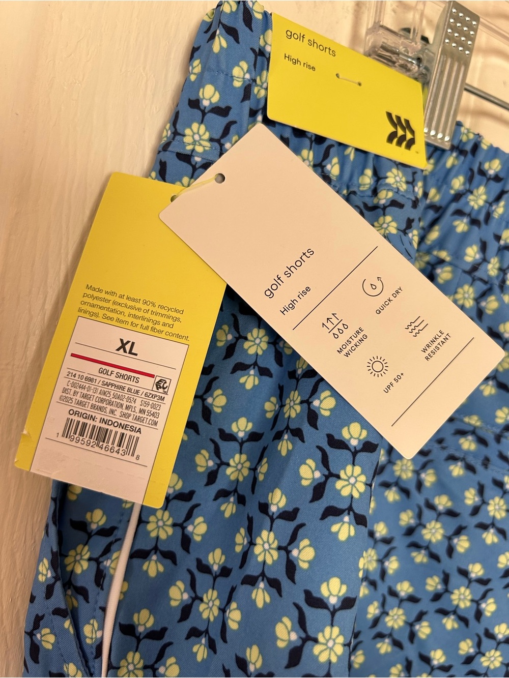 Women's Woven High-Rise Pleated Golf Shorts - All in Motion Blue Floral Print XL - Picture 5 of 7
